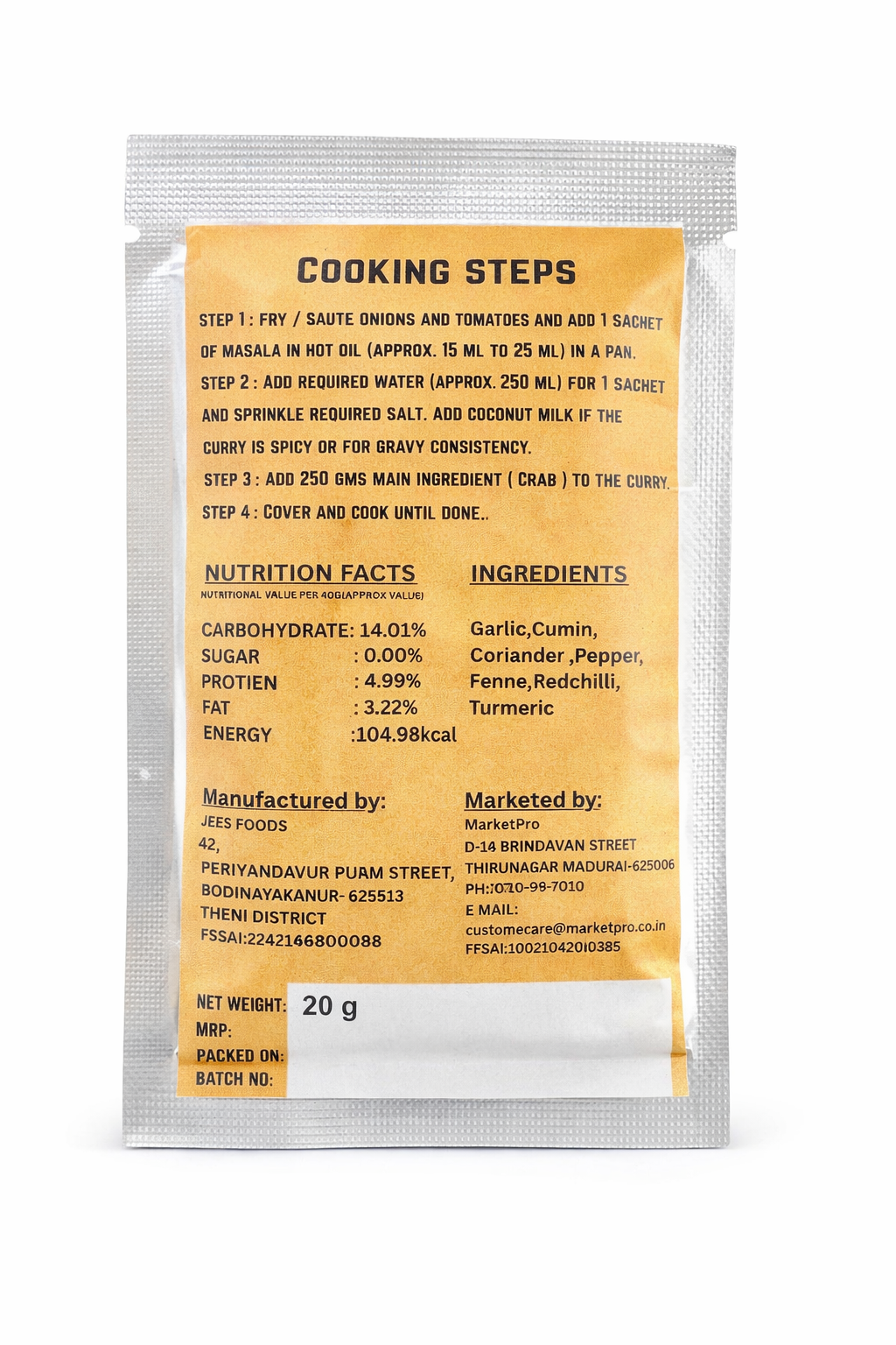 Chettinad Crab Masala - 20 gms