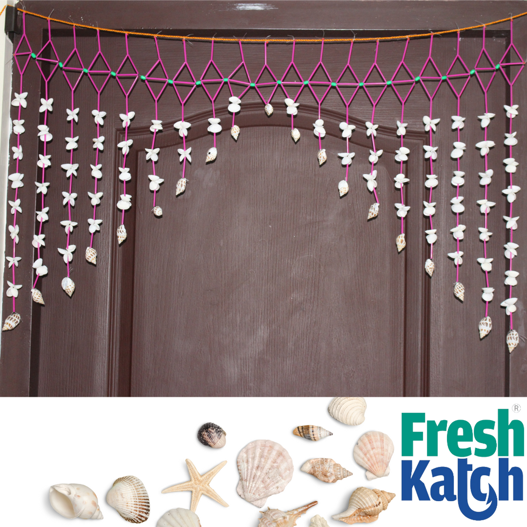 FreshKatch Seashell  Curtains with Pink Sleeves - (Half)